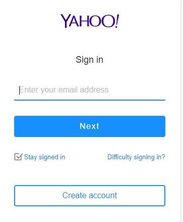 Para usar a conta Yahoo criada, digite o nome de usuário e a senha e clique no botão de login