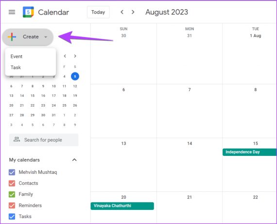 Google Calendar PC إنشاء حدث