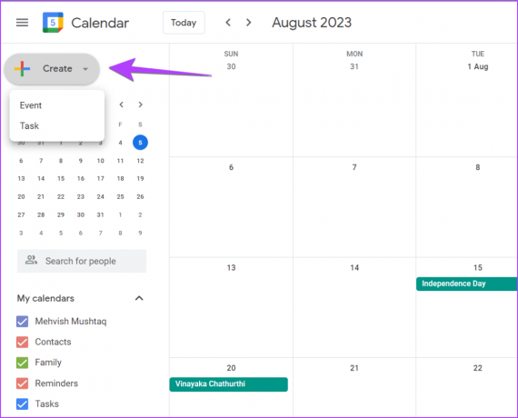 Google Calendar PC izveidot notikumu