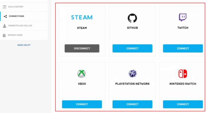 pilih salah satu akun yang tersedia dan klik CONNECT untuknya | Cara Keluar dari Fortnite PS4 