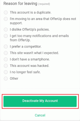 Докоснете Деактивиране на моя акаунт | Как да изтрия OfferUp акаунт