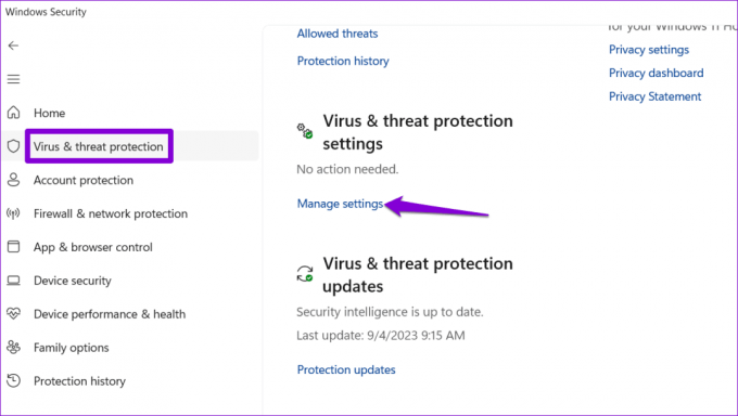 Protection contre les virus et les menaces sous Windows