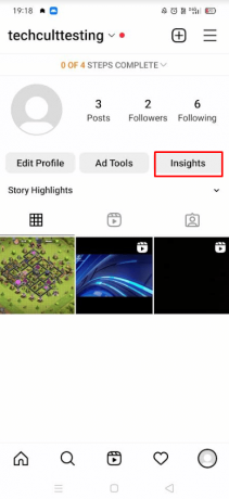 Toque el botón Insights debajo de su biografía de Instagram | Cómo ver quién guardó tu publicación de Instagram