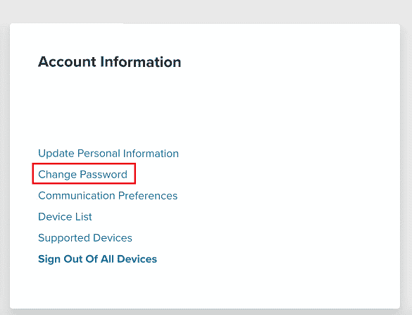 Klicken Sie im Dashboard MEIN KONTO auf Passwort ändern | Wie verwalte ich mein Sling-Konto