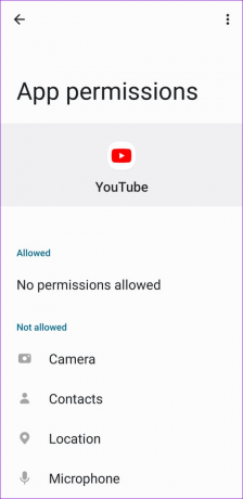 Permisos de la aplicación YouTube Android