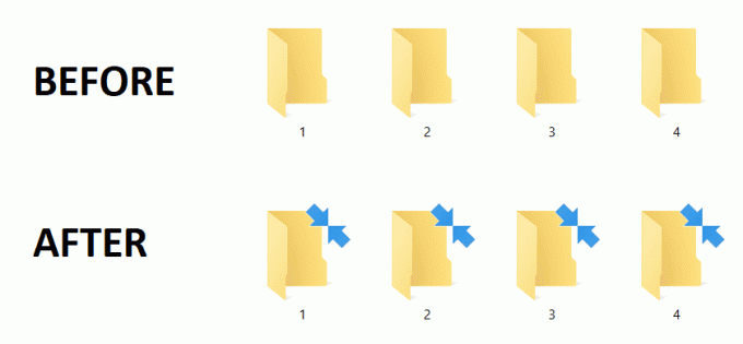 ამოიღეთ ლურჯი ისრების ხატულა შეკუმშულ ფაილებსა და საქაღალდეებზე Windows 10-ში Windows 10-ში ლურჯი ისრების ხატულის ამოღება შეკუმშულ ფაილებსა და საქაღალდეებზე