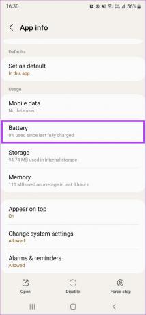 Nastavenia batérie pre aplikáciu Google