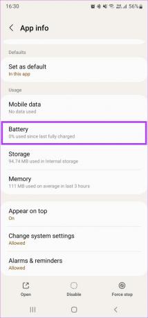 Paramètres de batterie pour l'appli Google