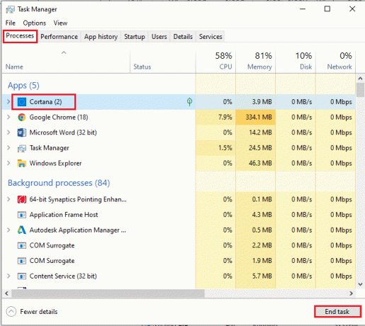 zavřete aplikaci Cortana