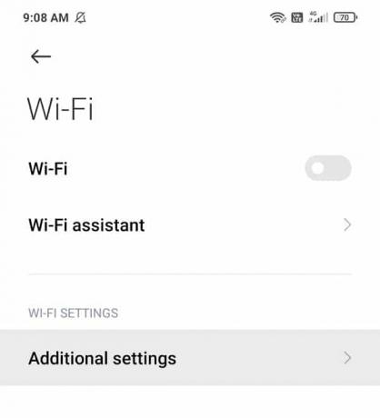 Wifi altında Ek Ayarlar'a dokunun