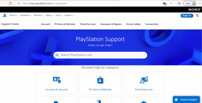 Playstation-Supportseite