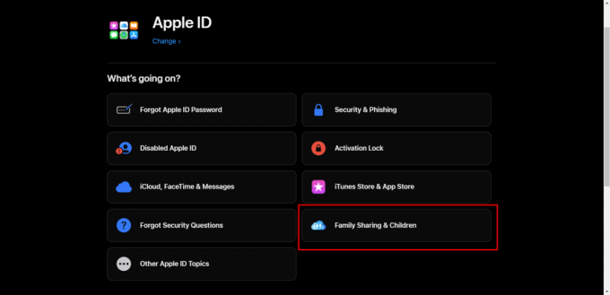 Na popisu Apple ID tema kliknite Dijeljenje s obitelji i djeca