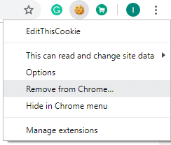 Haga clic en la opción Eliminar de Chrome del menú que aparece