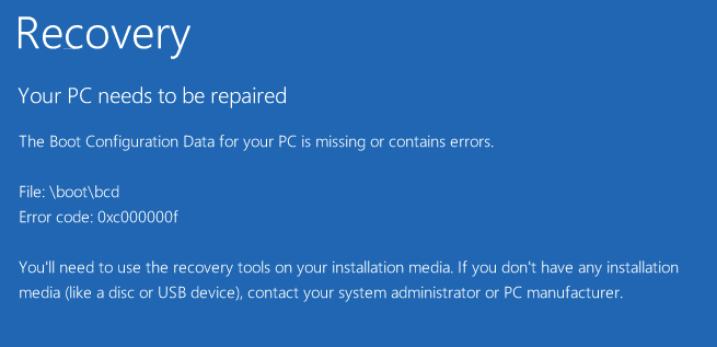 Fix Il tuo PC deve essere riparato errore