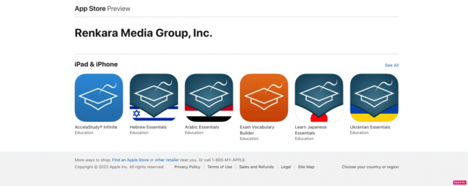 visualização da loja de aplicativos dos grupos de mídia Renkara