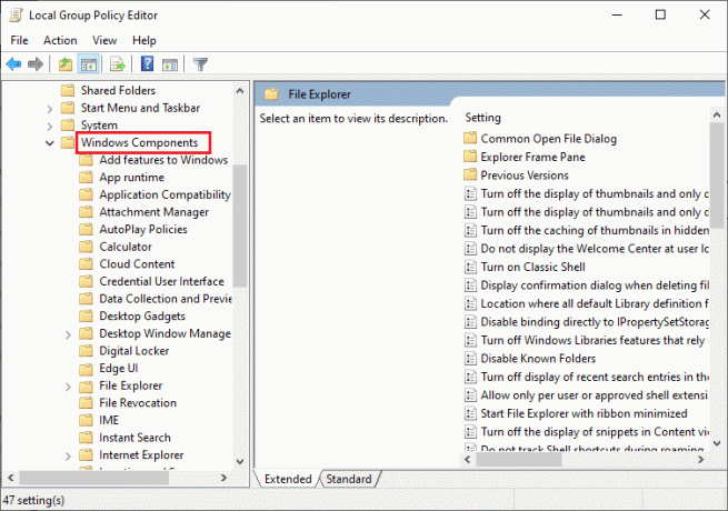 cartella del componente di Windows nell'editor dei criteri di gruppo locale. Correggi l'errore di Windows Store 0x80240024