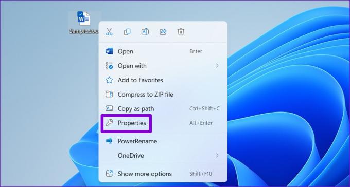 Apri Proprietà file di Word