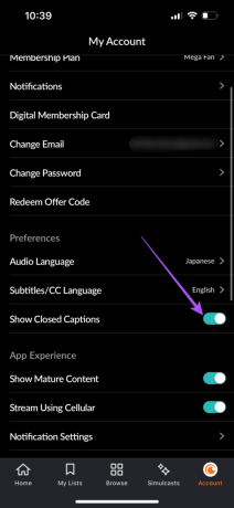 Untertitel anzeigen Crunchyroll-App für Mobilgeräte 1