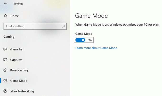 " Oyun modu" nu seçin ve " Oyun modunu kullan" ı açın.
