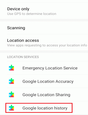 Tippen Sie auf die Option für den Google-Standortverlauf