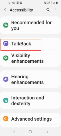 Bakstelėkite skirtuką TalkBack