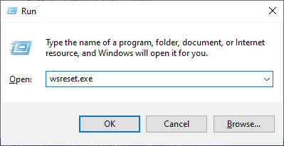 skriv wsreset.exe og trykk Enter. Reparer Forza Horizon 5-krasj i Windows 10