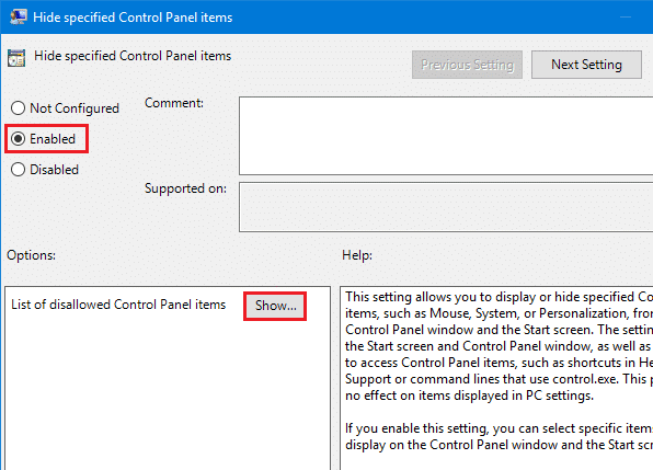 Klik op de knop Weergeven naast de Lijst met niet-toegestane items in het Configuratiescherm onder de categorie Opties. Hoe u uw scherm zwart-wit kunt maken op pc