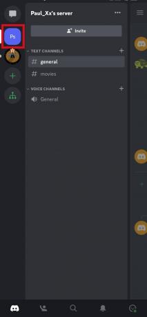 Appuyez sur le serveur Discord