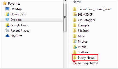 Sticky Notes Dropbox