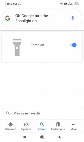 OK Google、懐中電灯をオンにします