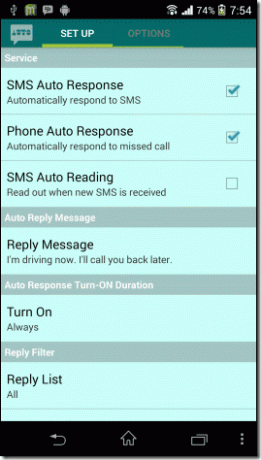 Auto sms-inställningar