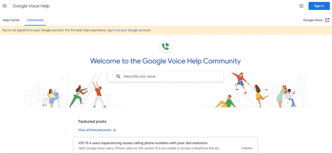 Seite der Google Voice-Hilfegemeinschaft. Reparieren Sie Google Voice. Wir konnten Ihren Anruf nicht abschließen