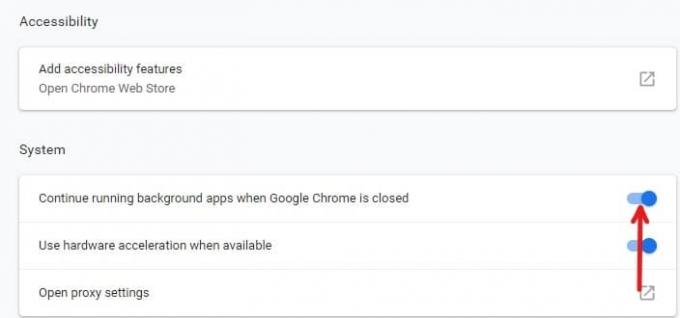 გამორთეთ ფონური აპების გაშვების გაგრძელება, როცა Google Chrome არის