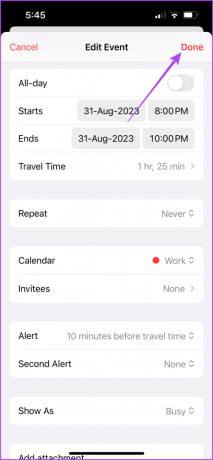 confirmar aplicativo de calendário de alerta de tempo de viagem iphone