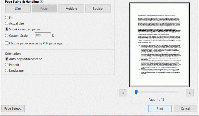 Faceți clic pe butonul Imprimare și vedeți dacă puteți imprima fișierul PDF ca imagine
