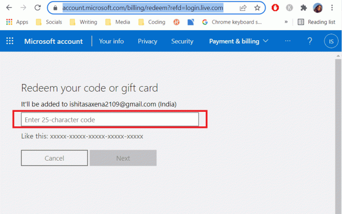 Online webbsida där du anger kod. Hur man löser in ett presentkort på ett Microsoft-konto