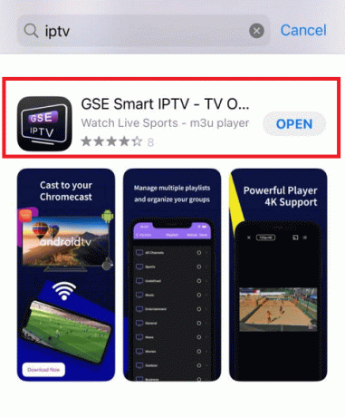Sobald GSE SMART IPTV installiert ist, tippen Sie auf „Öffnen“, um die App zu starten | So sehen Sie Uzzu TV auf Roku