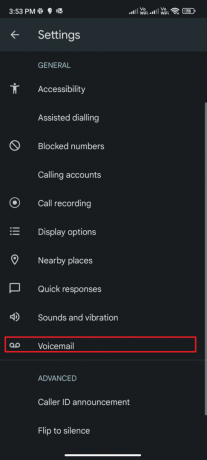 Tippen Sie unter ALLGEMEINE Einstellungen auf Voicemail. Beheben Sie, dass die Samsung Galaxy 5-Voicemail nicht funktioniert 