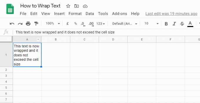 Slik pakker du inn teksten du skrev inn i Google Sheets