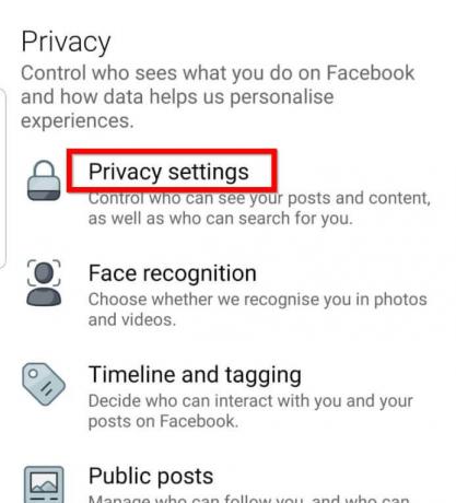 Åbn Privatlivsindstillinger. | Gør Facebook-side eller konto privat