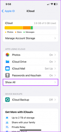 Торкніться «Показати все», щоб переглянути всі налаштування за допомогою iCloud