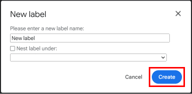 Spustelėkite mygtuką Sukurti, kad sėkmingai sukurtumėte naują etiketę.