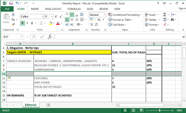 Klavye Kısayolu Excel