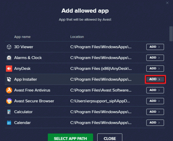 Klicken Sie auf das App-Installationsprogramm und wählen Sie die Schaltfläche Hinzufügen, um einen Ausschluss in Avast Free Antivirus hinzuzufügen. Fix Steam stürzt immer wieder ab