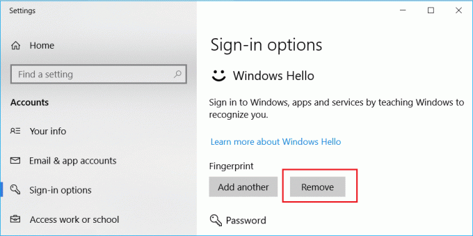 Sous Windows Hello, recherchez les empreintes digitales ou la reconnaissance faciale, puis cliquez sur le bouton Supprimer