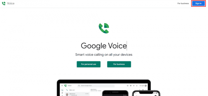 Klicken Sie oben rechts auf Anmelden und melden Sie sich mit den Anmeldedaten Ihres Google Voice-Kontos an