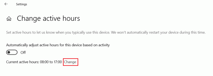 натисніть на опцію Змінити у зміні активних годин