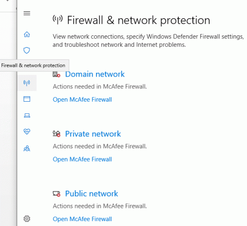 Skift til fanen " Firewall & netværksbeskyttelse".