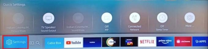Einstellungsmenü Samsung Smart TV Startbildschirm