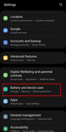 ตอนนี้ คุณต้องค้นหา Battery and Device Care จากตัวเลือกที่กำหนด